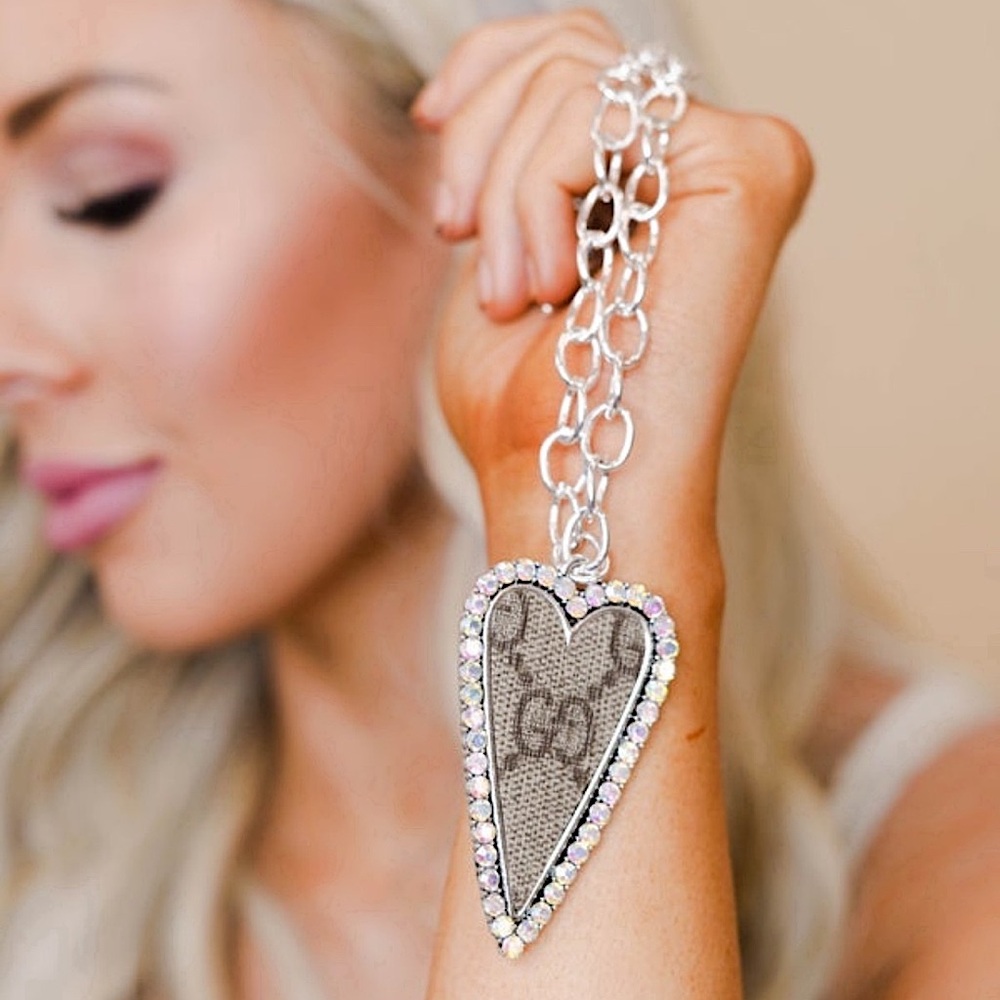 🆕🌿GYPSY SOUTH: Authentic Up Cycled GG Silver Heart  Necklace